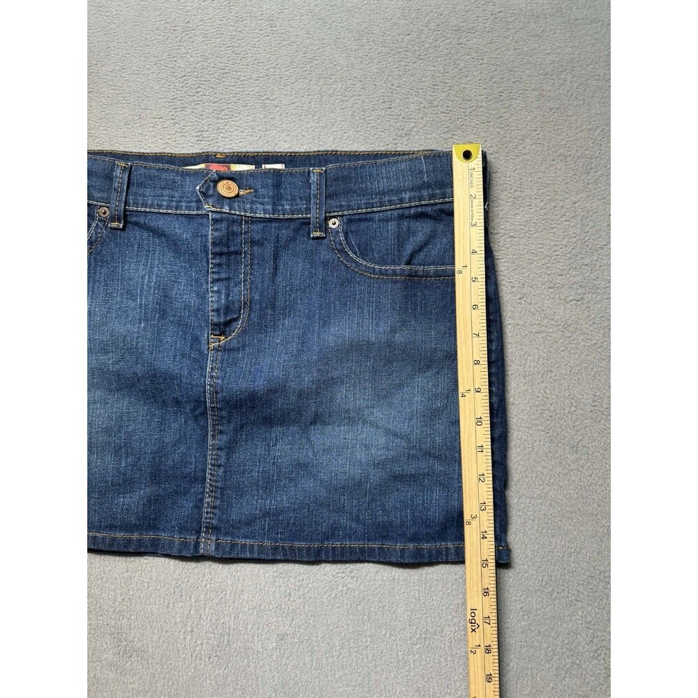 Old Navy Womens 16 Ultra Low Waist Denim Mini Skirt Blue Stretch Y2K EUC - Picture 8 of 8